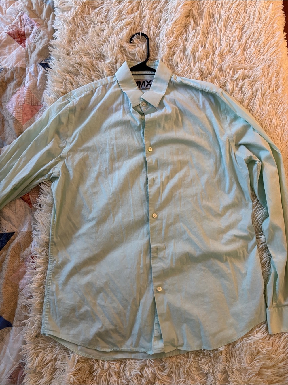 Express Men's Light Blue Long-Sleeve Dress Shirt
